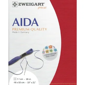 Broderistof Precut Aida - 7 tern pr. cm - r�d