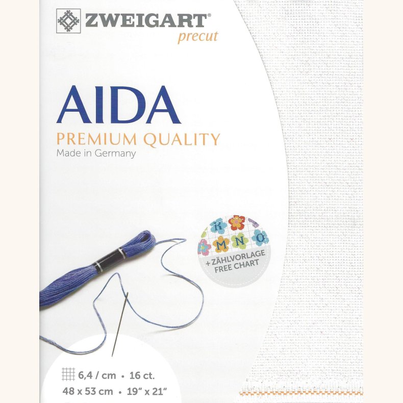 Broderistof Precut Aida - 6,4 tern pr. cm - Funklende sne